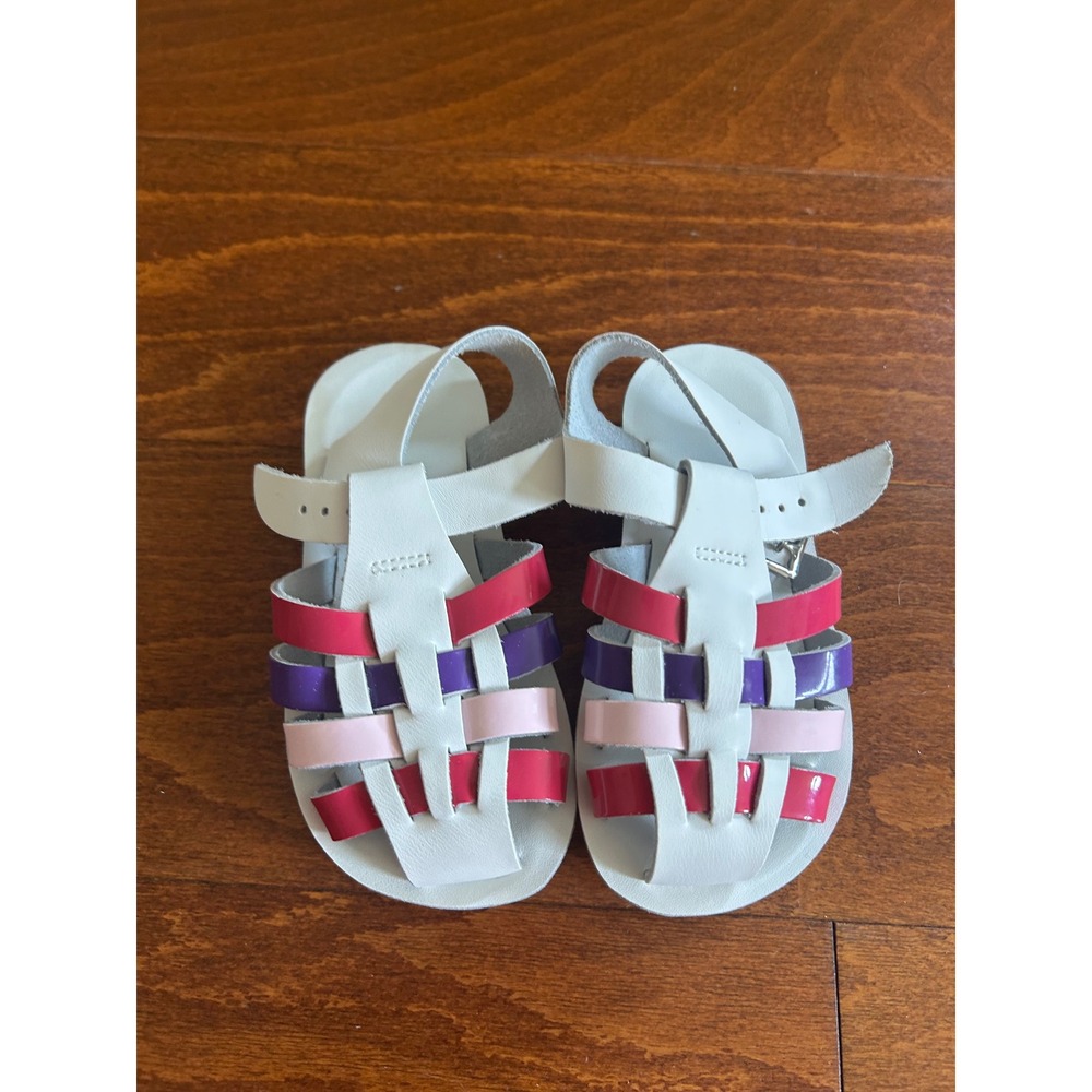 Sun-San Salt Water Sandals Sea Wee White NEW Leather Size 7 Toddler - Picture 3 of 6